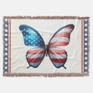 USA/patriotic 4th of July butterfly Throw Blanket