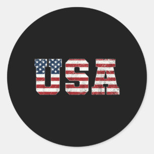 Usa Patriotic Aamerican Flag Shirt Men Women Kids Classic Round Sticker