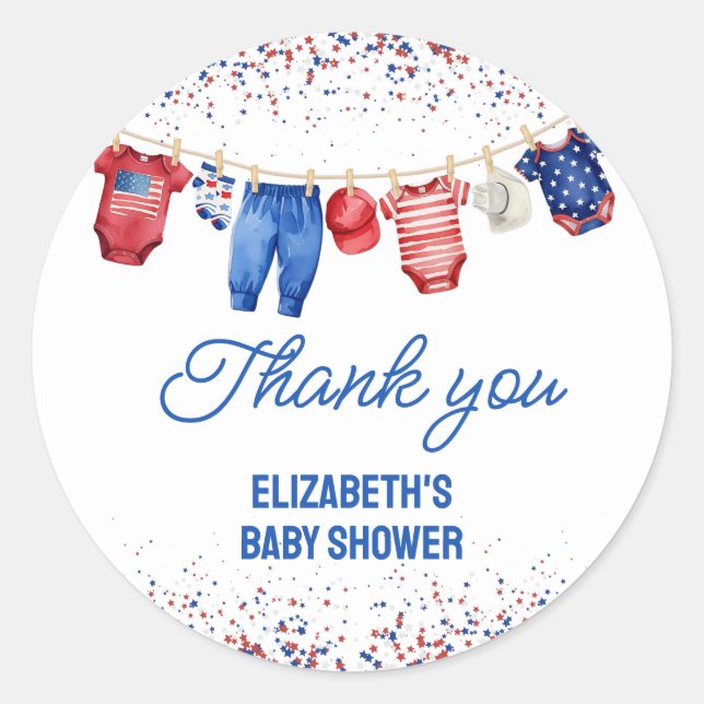 USA Patriotic All American Baby Red White and Blue Classic Round Sticker (Front)