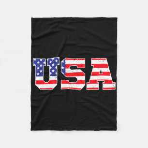 Usa - Patriotic American Flag 4th Of July Fleece Blanket
