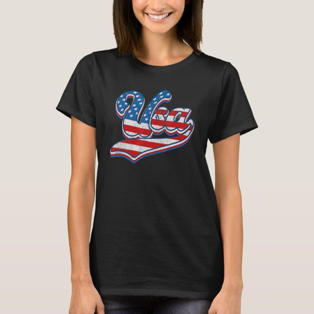 USA  Patriotic American Flag 4th Of July Women Men T-Shirt (Front)