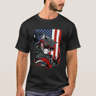 USA Patriotic American Flag Cat  4 T-Shirt
