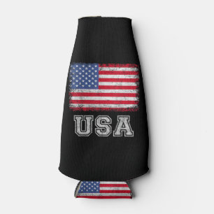 USA Patriotic American Flag For Men Women Kids Boy Bottle Cooler