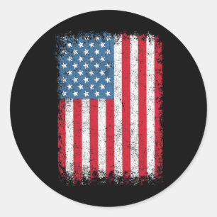 Usa Patriotic American Flag For Men Women Kids Boy Classic Round Sticker