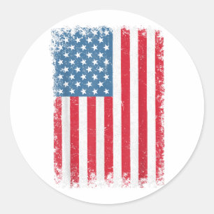 USA Patriotic American Flag For Men Women Kids Boy Classic Round Sticker