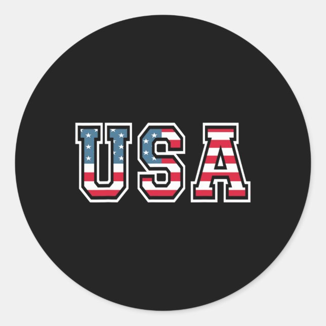 Usa Patriotic American Flag For Men Women Kids Boy Classic Round Sticker (Front)