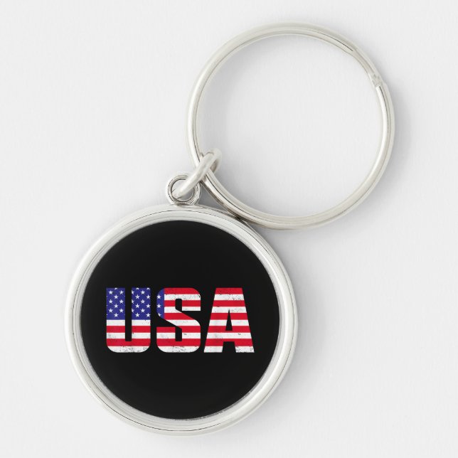 USA Patriotic American Flag For Men Women Kids Boy Key Ring (Front)