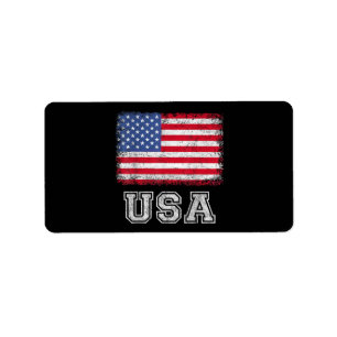 USA Patriotic American Flag For Men Women Kids Boy Label