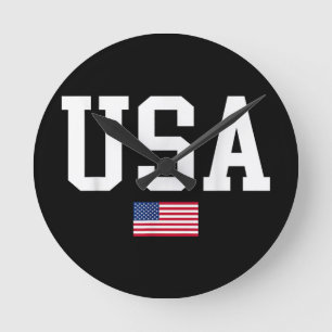 USA Patriotic American Flag For Men Women Kids Boy Round Clock