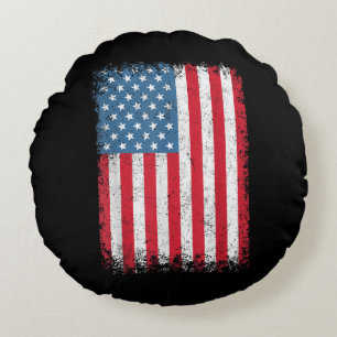 USA Patriotic American Flag For Men Women Kids Boy Round Cushion