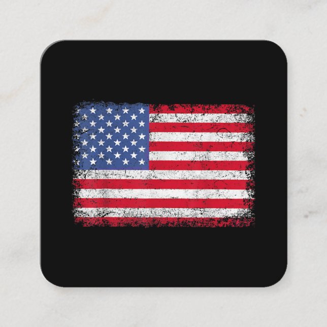 USA Patriotic American Flag For Men Women Kids Boy Square Business Card (Front)