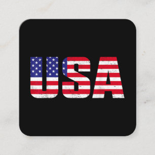 USA Patriotic American Flag For Men Women Kids Boy Square Business Card