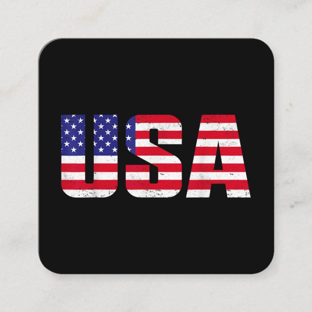 USA Patriotic American Flag For Men Women Kids Boy Square Business Card (Front)