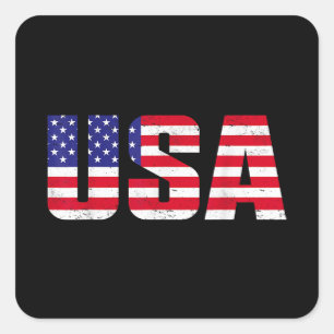 USA Patriotic American Flag For Men Women Kids Boy Square Sticker