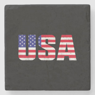USA Patriotic American Flag For Men Women Kids Boy Stone Coaster