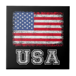 USA Patriotic American Flag For Men Women Kids Boy Tile