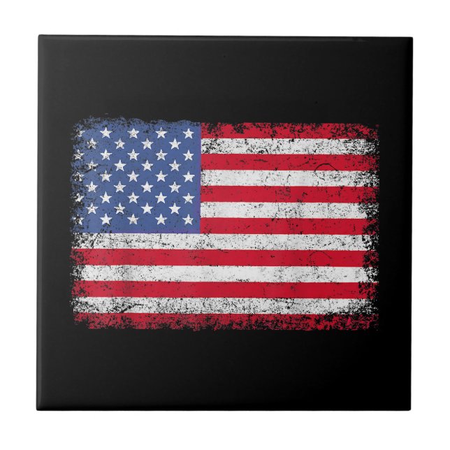 USA Patriotic American Flag For Men Women Kids Boy Tile (Front)