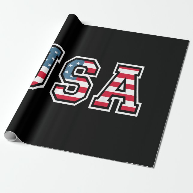 USA Patriotic American Flag For Men Women Kids Boy Wrapping Paper (Unrolled)