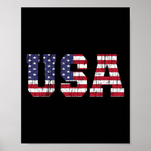 Usa Patriotic American Flag Shirt Men Women Kids V Poster