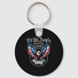 Usa patriotic american flag theme eagle design key ring