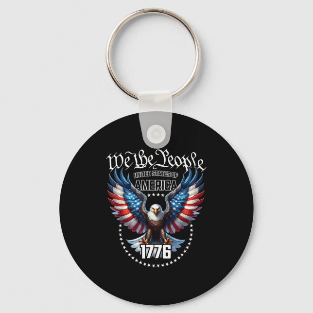 Usa patriotic american flag theme eagle design  key ring (Front)