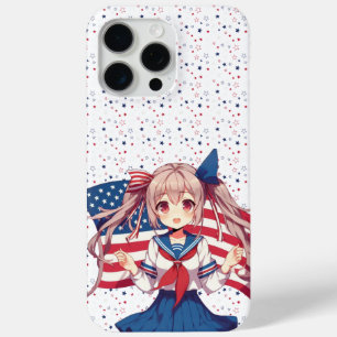 USA patriotic anime girl iPhone 15 Pro Max Case