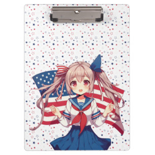 USA patriotic anime girl Clipboard