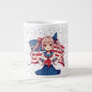 USA patriotic anime girl Large Coffee Mug