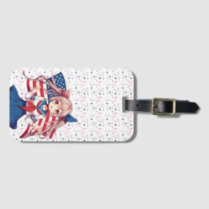 USA patriotic anime girl Luggage Tag