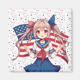 USA patriotic anime girl Magnet