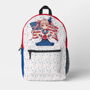 USA patriotic anime girl Printed Backpack