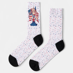 USA patriotic anime girl Socks