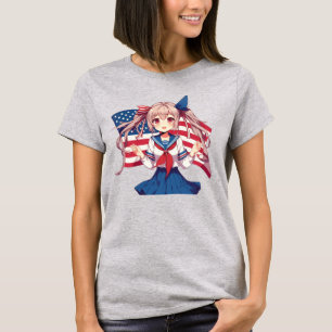 USA patriotic anime girl T-Shirt