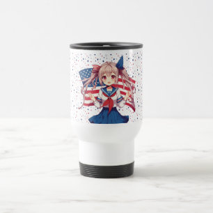USA patriotic anime girl Travel Mug