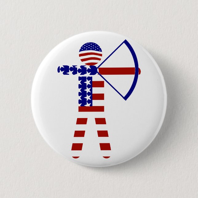 USA Patriotic Archery 6 Cm Round Badge (Front)