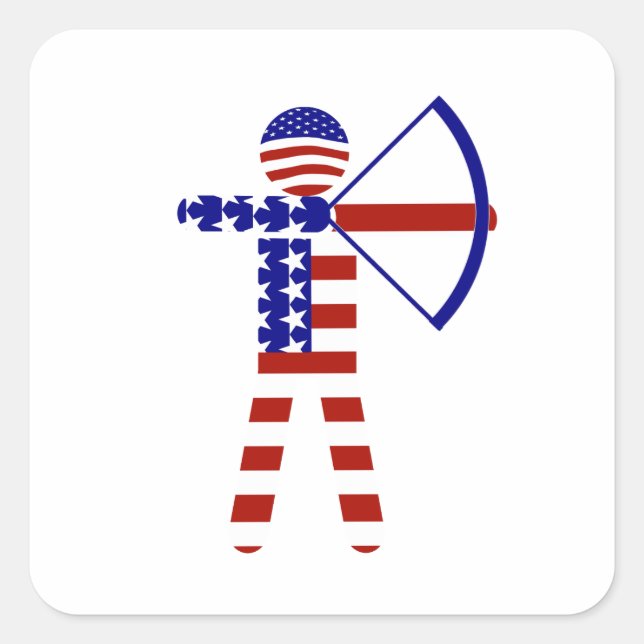 USA Patriotic ARCHERY  Square Sticker (Front)
