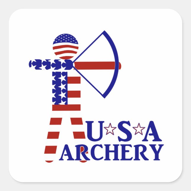 USA Patriotic ARCHERY  Square Sticker (Front)