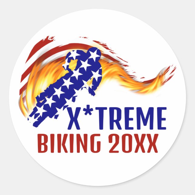 USA Patriotic BMX / DIRT BIKING Classic Round Sticker (Front)