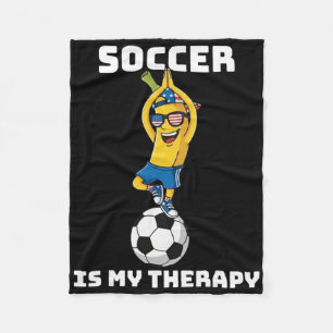 Usa Patriotic Bynana Doing Yoga Soccer Is My Thera Fleece Blanket