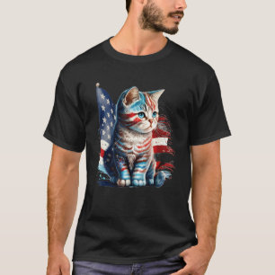 USA Patriotic Cat 4th Of July American Flag Men Wo T-Shirt
