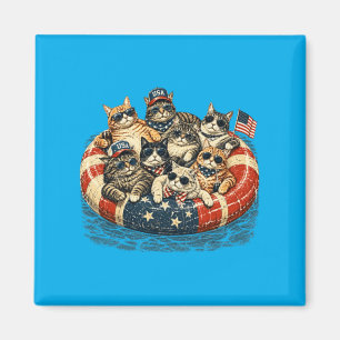 Usa Patriotic Cats Pool Float Fourth Of July Women Magnet