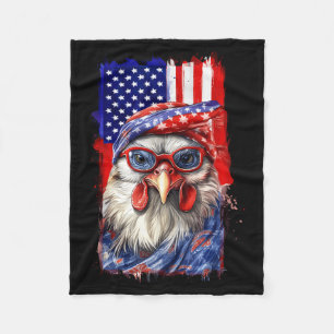 USA Patriotic Chicken 4th Of July Independence Day Fleece Blanket