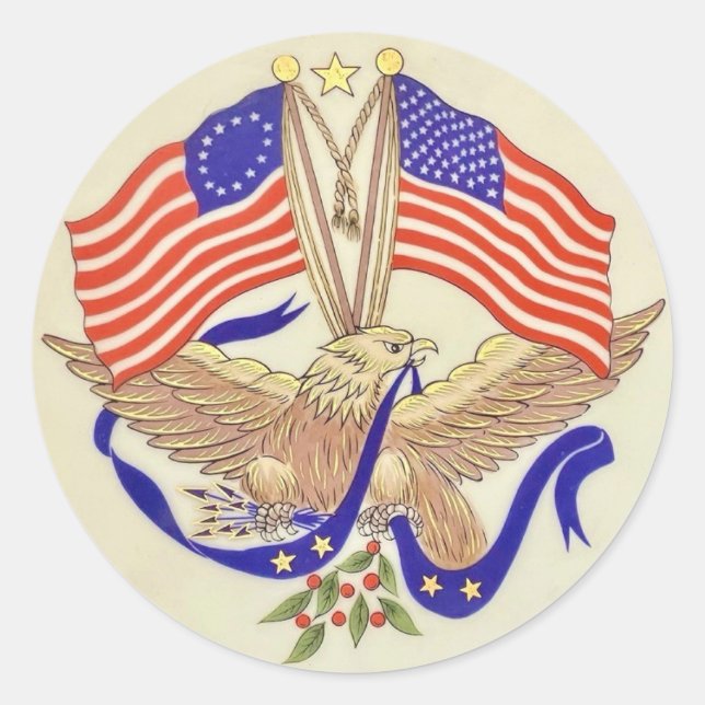 USA Patriotic  Classic Round Sticker (Front)