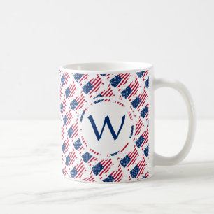 USA Patriotic Custom Monogram GOD BLESS AMERICA Coffee Mug