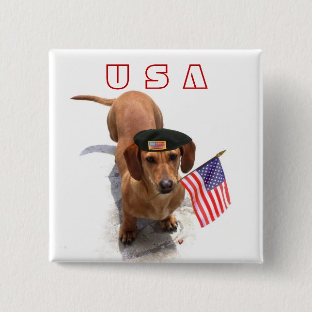 USA Patriotic dachshund button (Front)