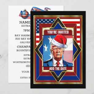USA Patriotic Deco Christmas Invitation