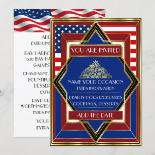 USA Patriotic Deco Christmas Invitation