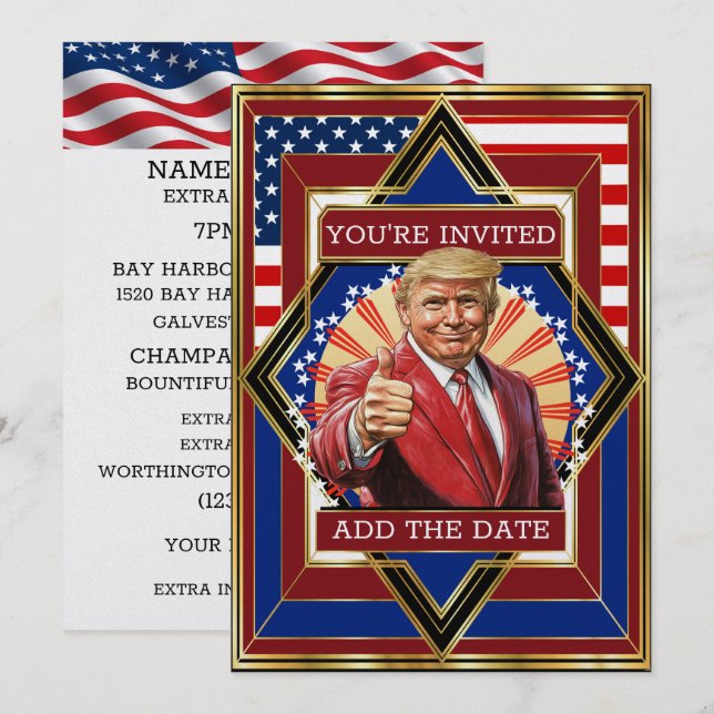 USA Patriotic Deco  Invitation (Front/Back)