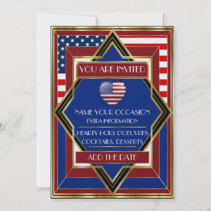 USA Patriotic Deco Invitation