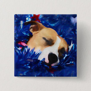 USA Patriotic Dog American Pit Bull Terrier 15 Cm Square Badge
